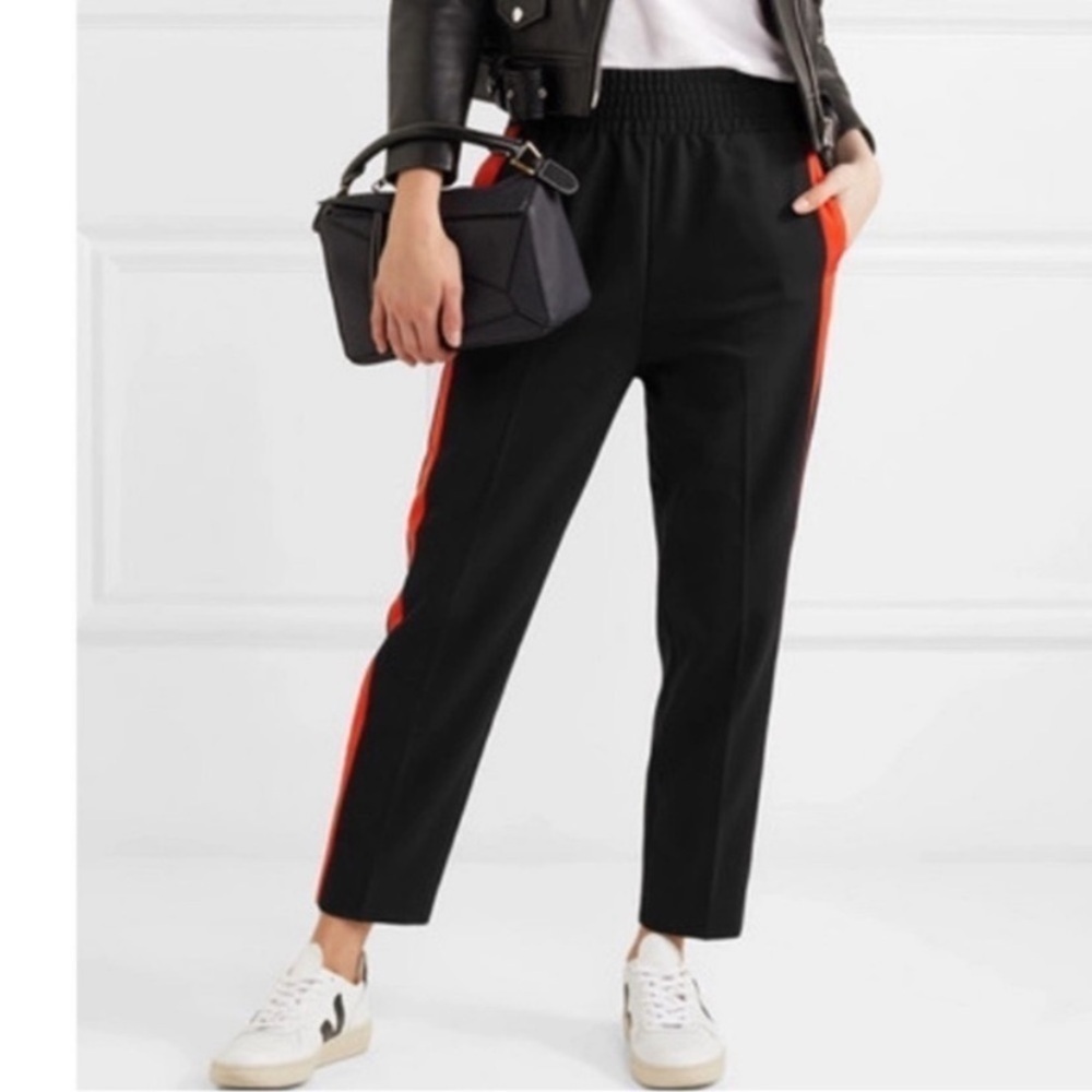 MAJE Pensee Orange Side-Stripe Track Black Pants